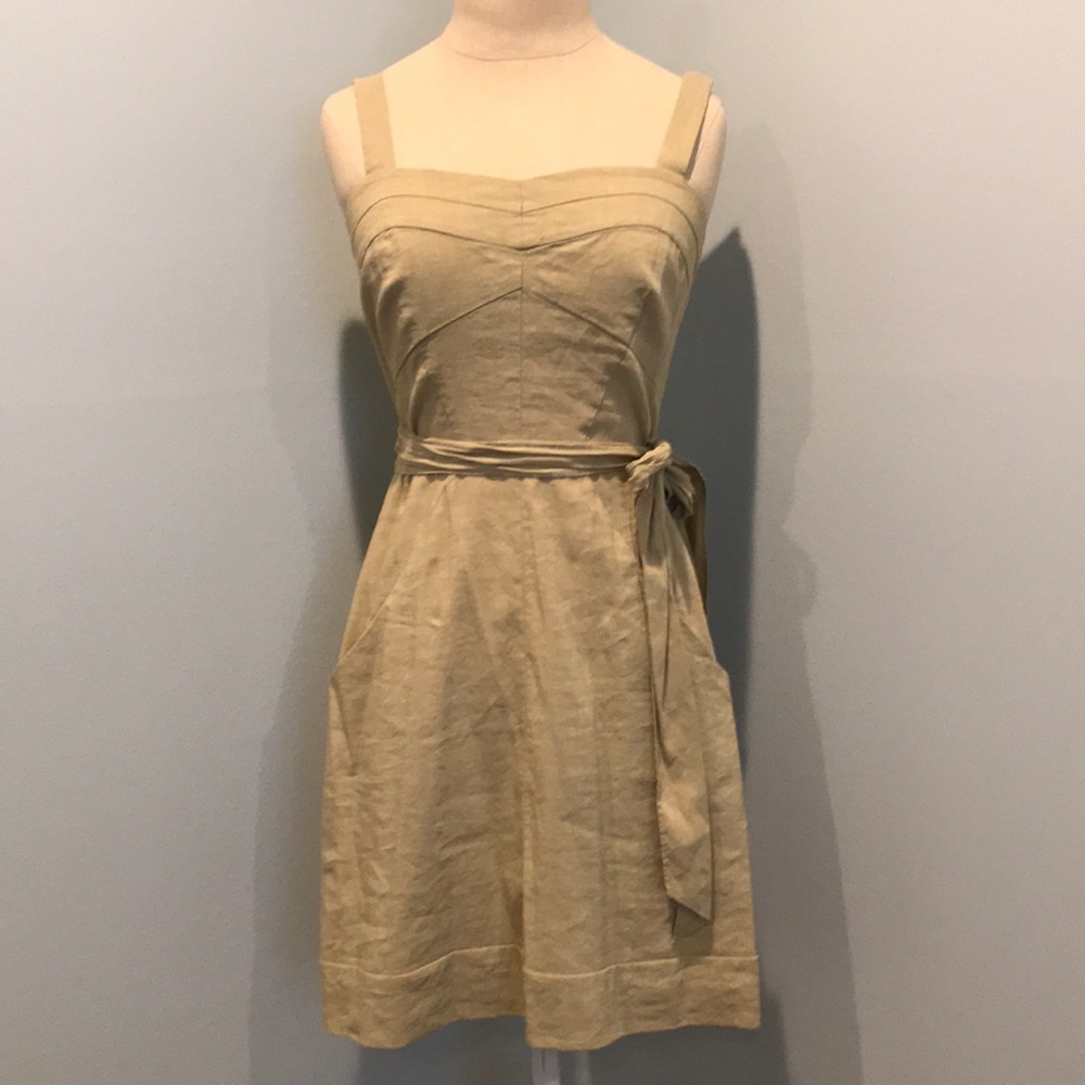 Theory Khaki Linen Blend Dress